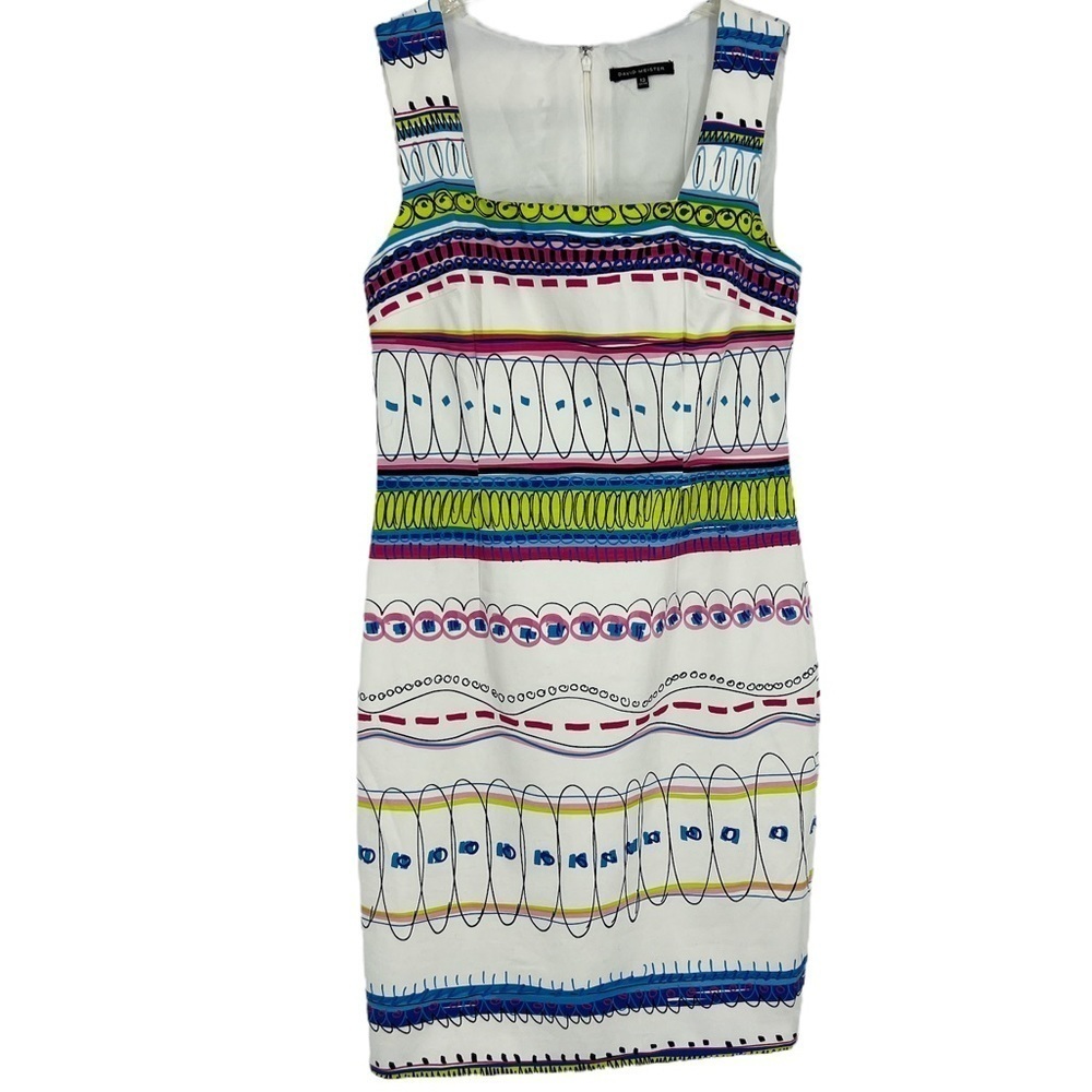 David Meister sleeveless, geometric lined midi dress Size 12
